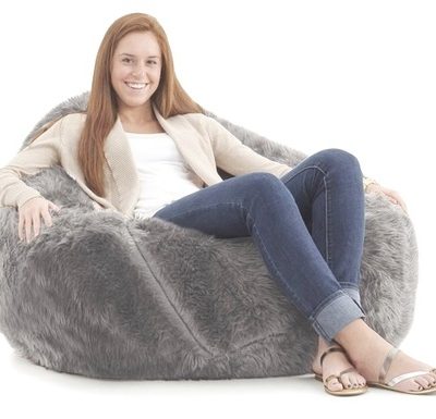 مبل شنی پارچه خز مو کوتاه طوسی